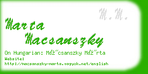 marta macsanszky business card